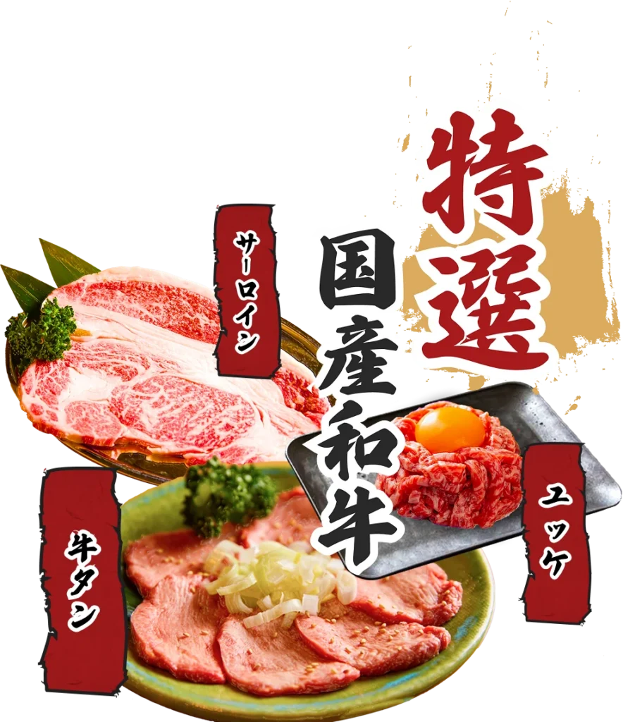 特選国産和牛 サーロイン 牛タン ユッケ